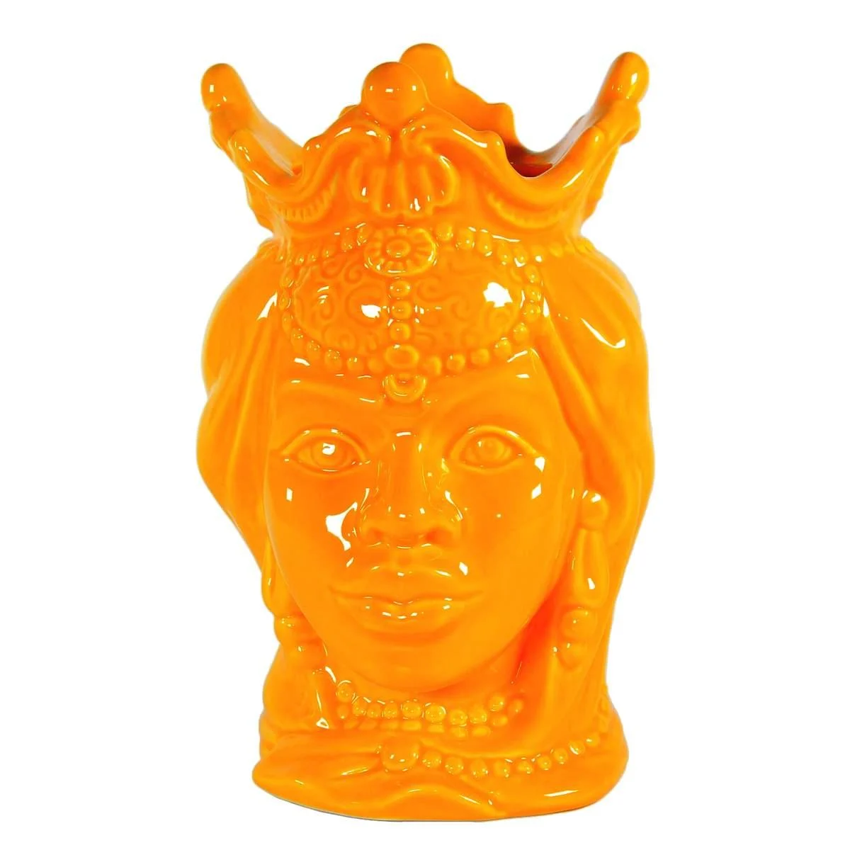 Vaso Porcellana Testa Moro Regina Giallo cm.24