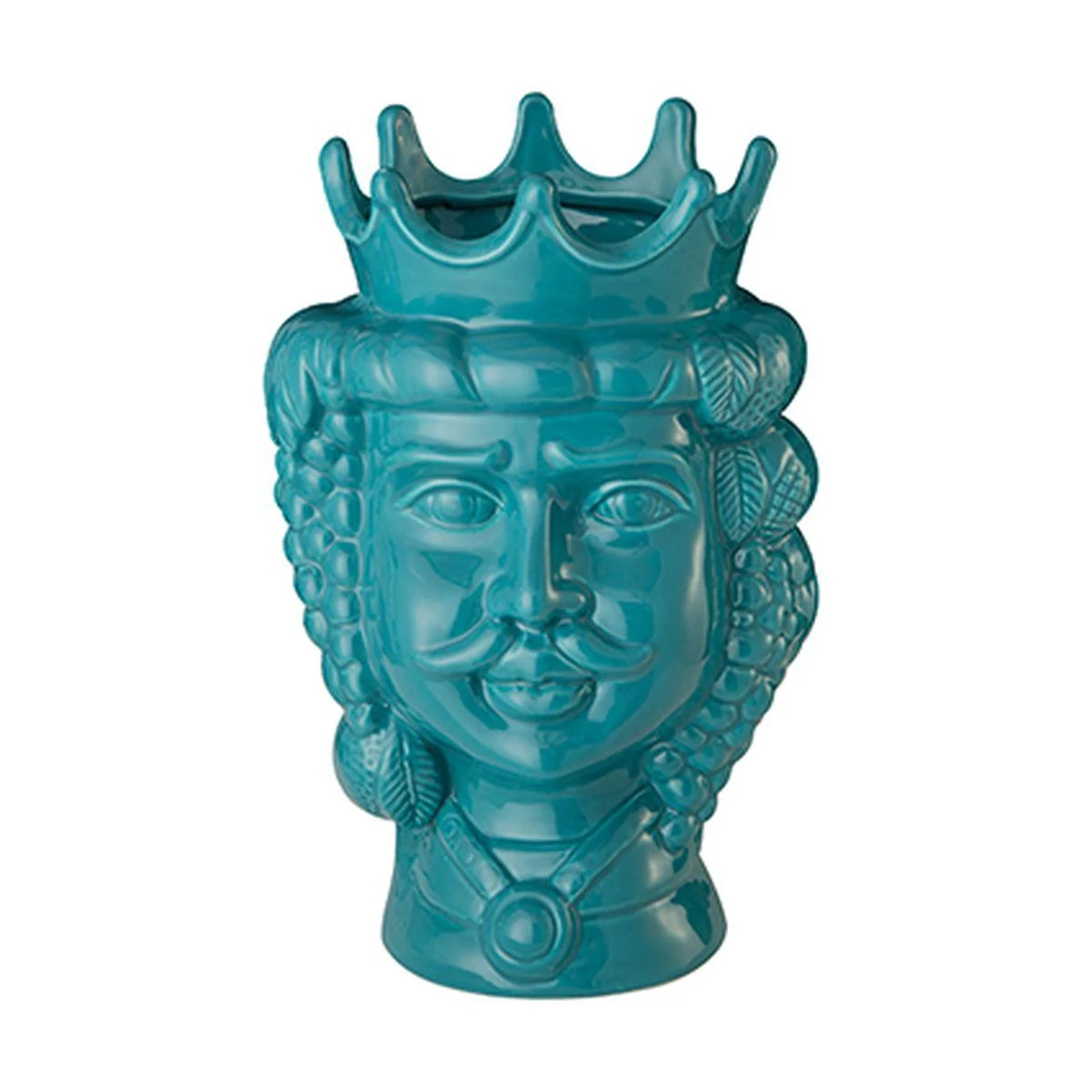 Vaso Porcellana Testa Moro Re Turchese cm.31