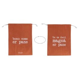 Sacchetto pane in cotone con laccetto, double face, ruggine, S.P.Q.eRe