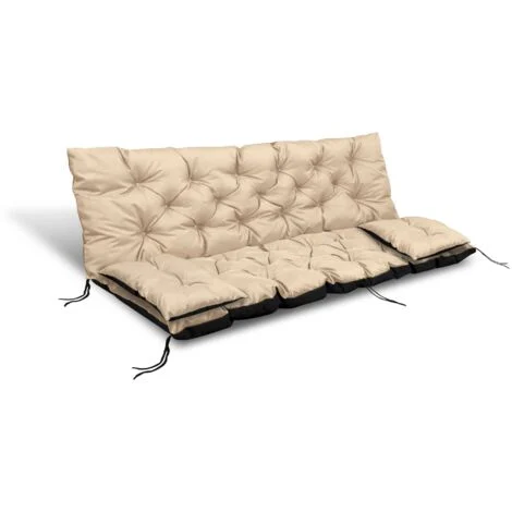 Cuscino da giardino 180x60x50 cm + 2 cuscini per altalena, impermeabile, beige
