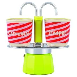 Set caffettiera con doppio erogatore e 2 tazze in gres, More Amor