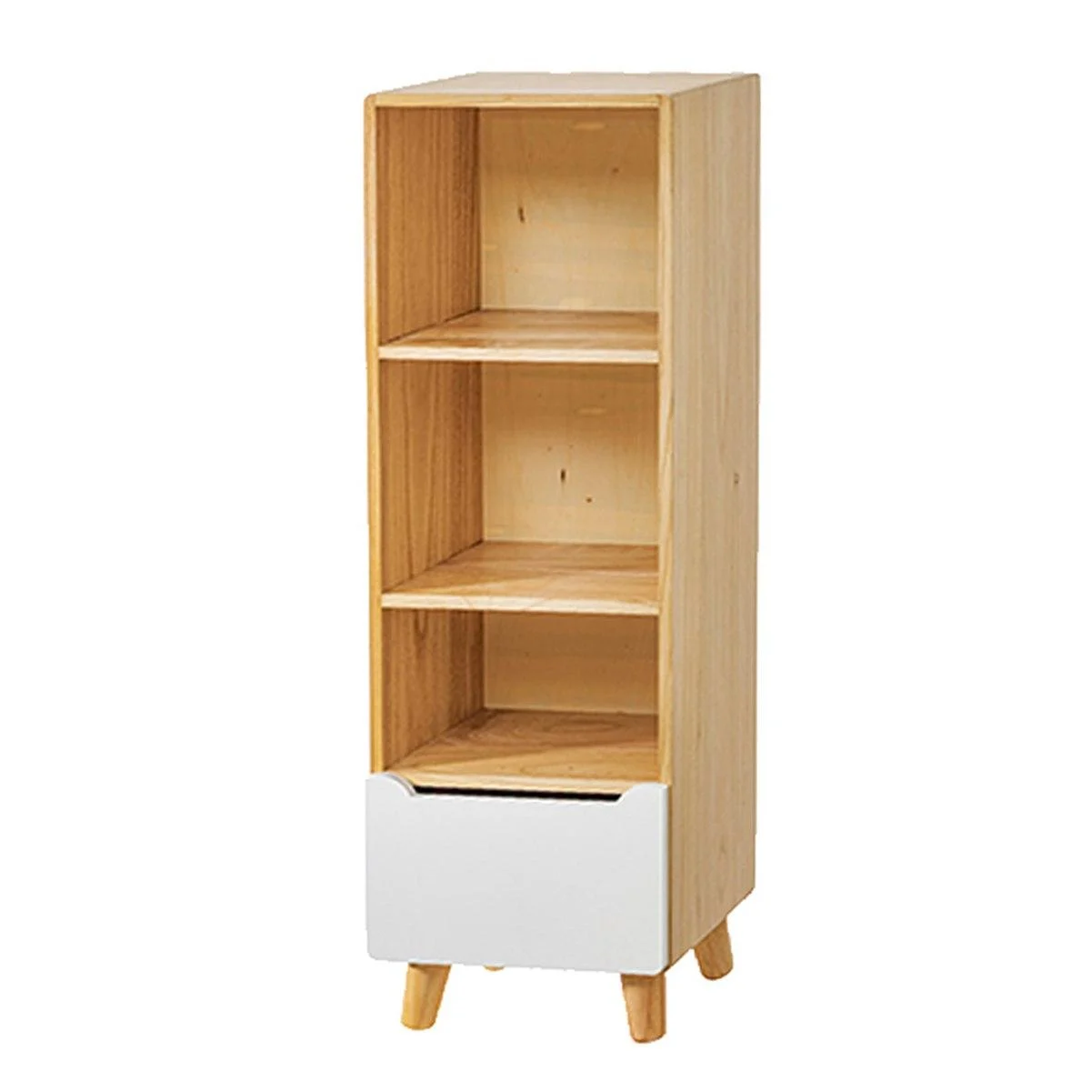 Libreria Legno 4 Piani e Cassetto Bianco cm.114