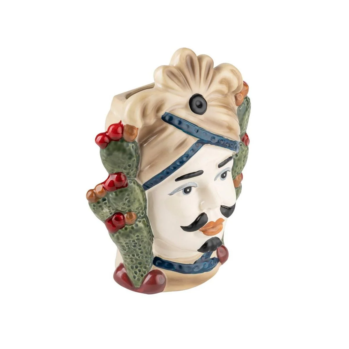 Vaso Porcellana Testa Moro Re Cactus Appendino cm.14