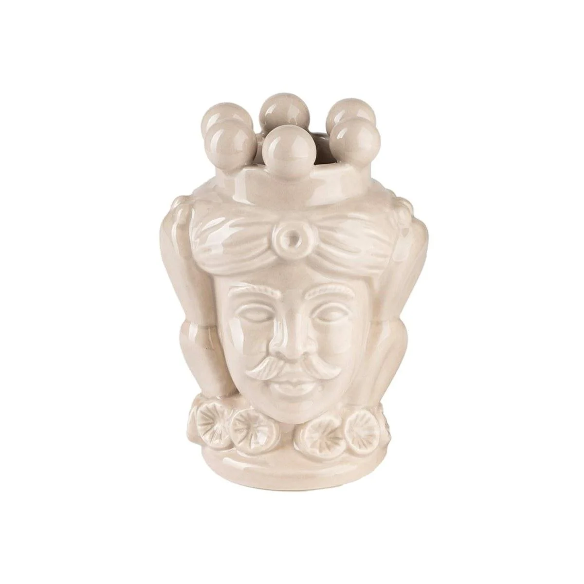 Vaso Porcellana Testa Moro Re Beige cm.8x14