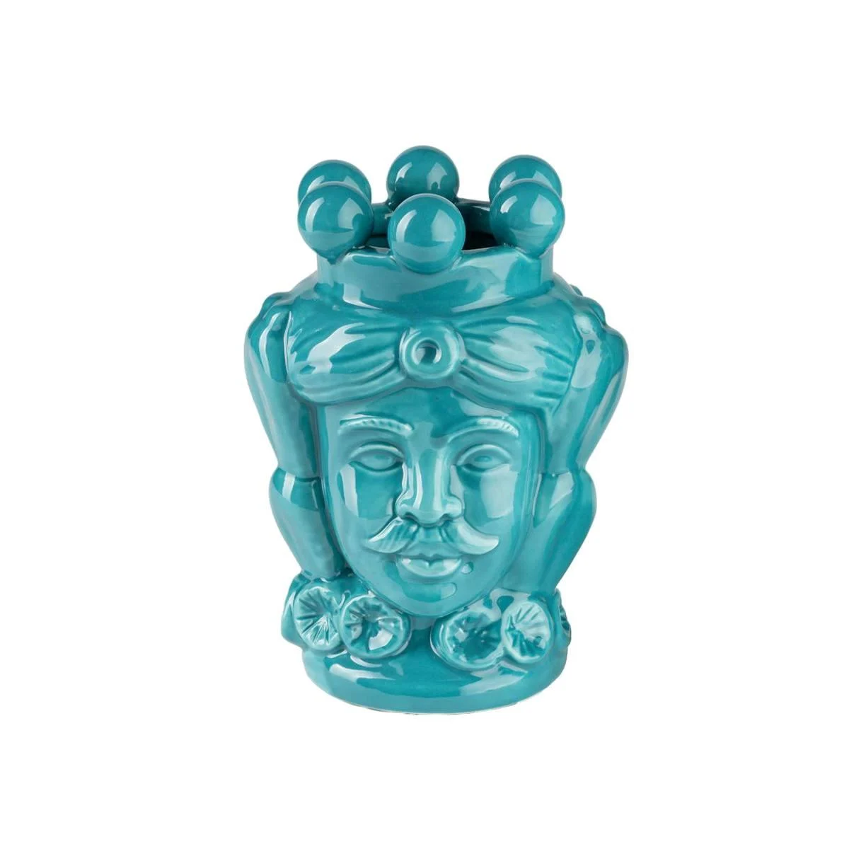 Vaso Porcellana Testa Moro Re Turchese cm8x14