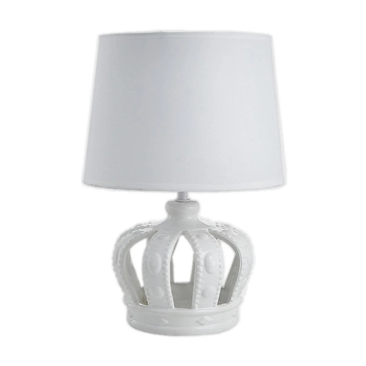Lampada Tavolo Ceramica Corona Bianca cm.38