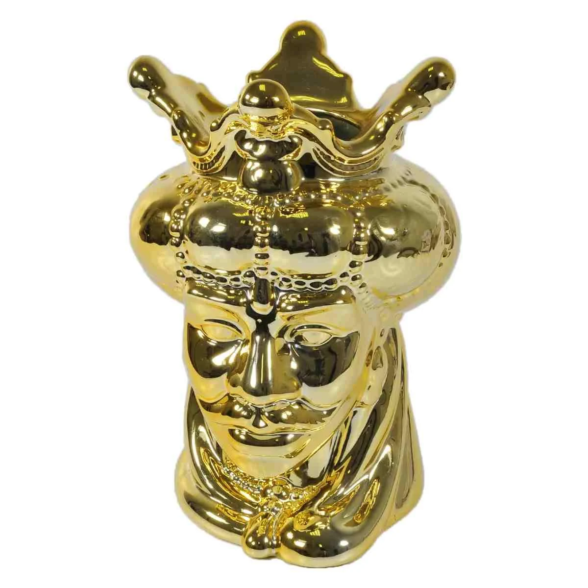 Vaso Porcellana Testa Moro Re Oro cm.24