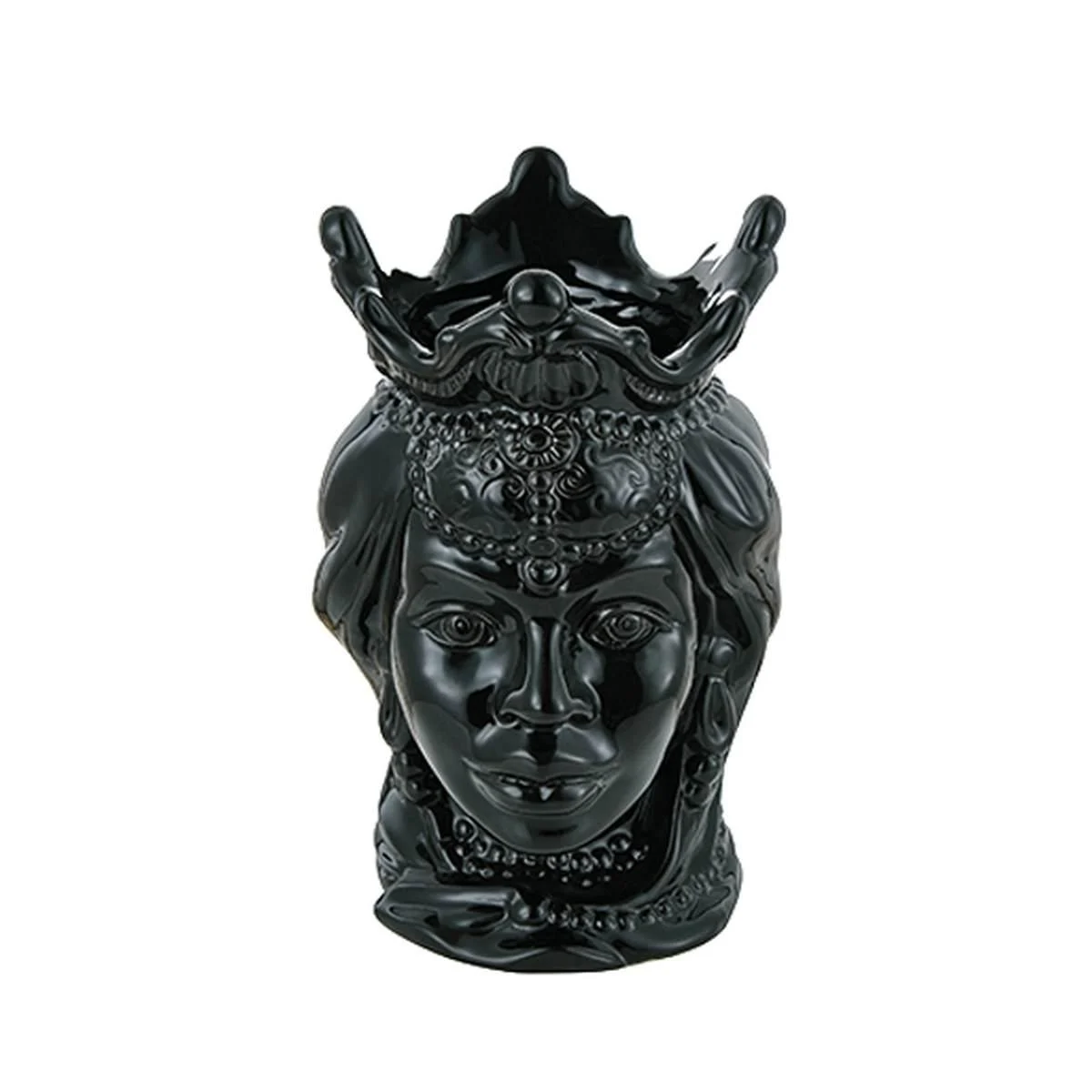 Vaso Porcellana Testa Moro Regina Nero cm.24