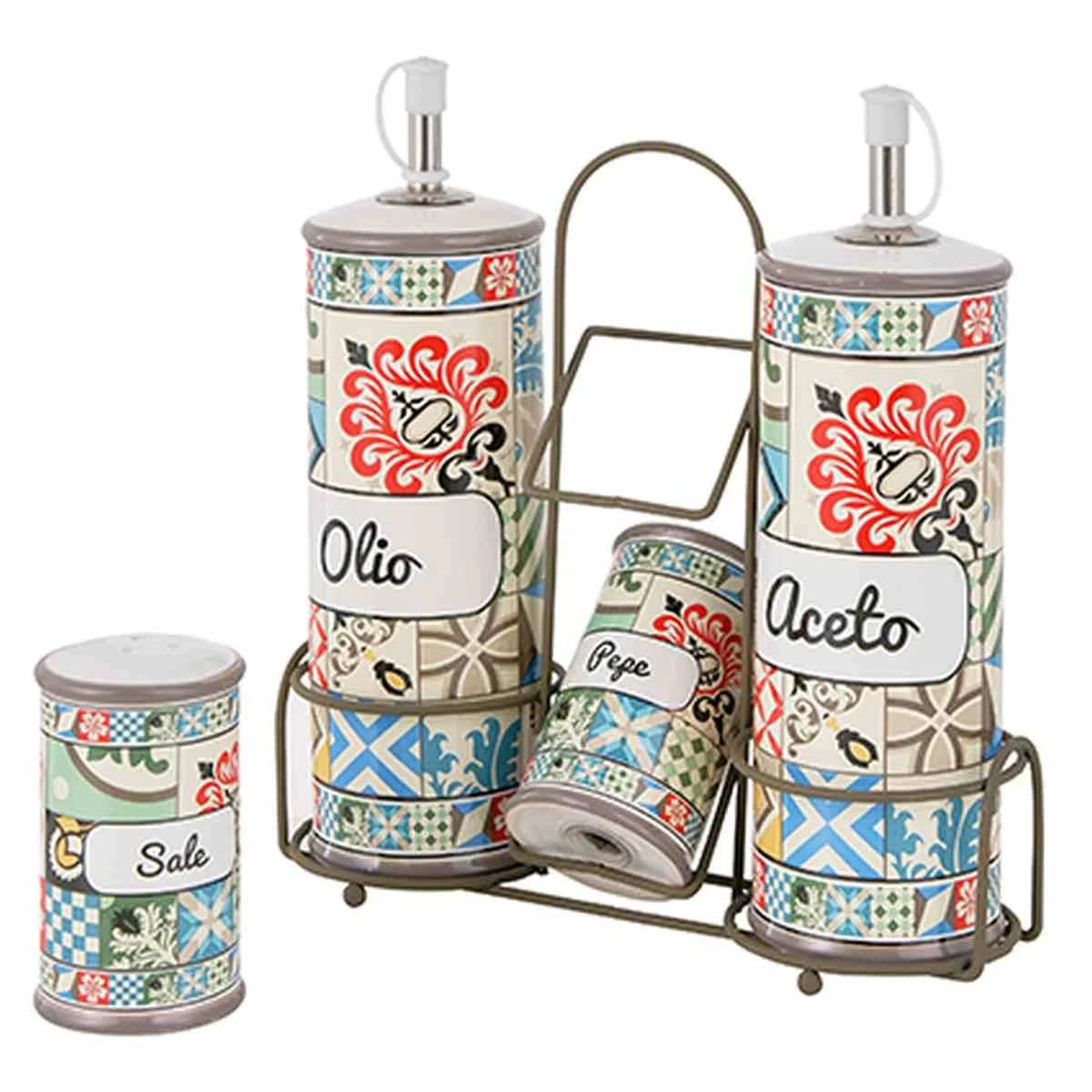 Menage Ceramica Positano con Supporto Set pz.4