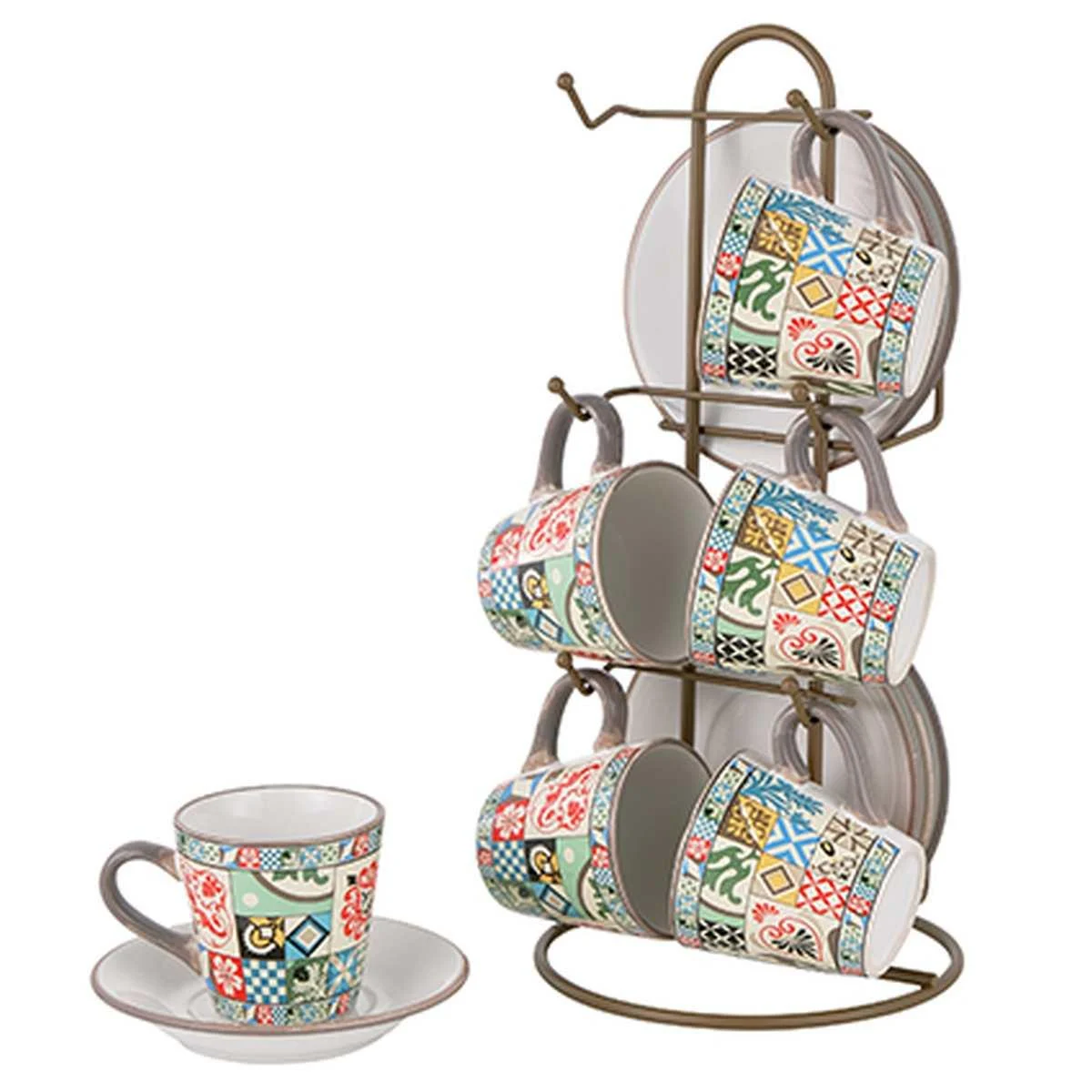 Tazzine Caffè Set pz.6 Porcellana Positano con Supporto