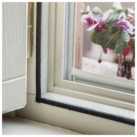 Zanzariera a Velcro 130x150 Nera per Finestra