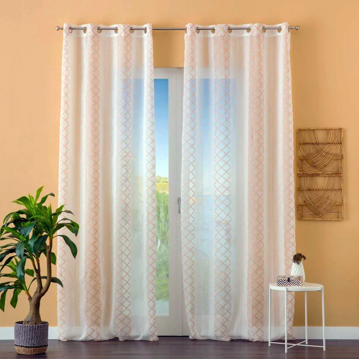 Tenda Agra Bianca Rosa Cipria cm.140x280