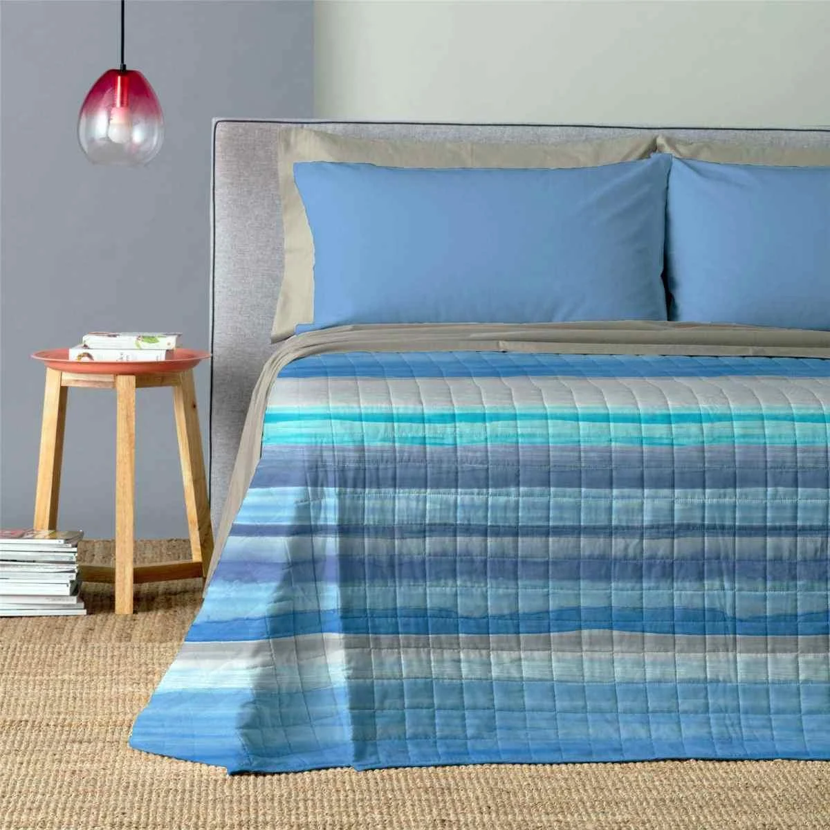 Trapunta Singola Mykonos Blu Azzurro cm.170x260