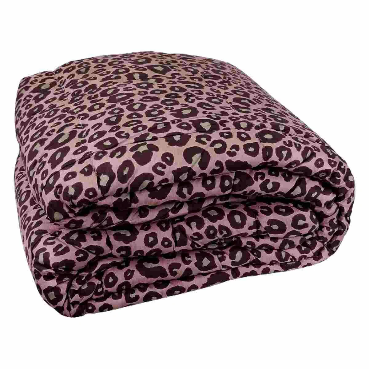 Trapunta Matrimoniale Leopard Rosa Bordeaux