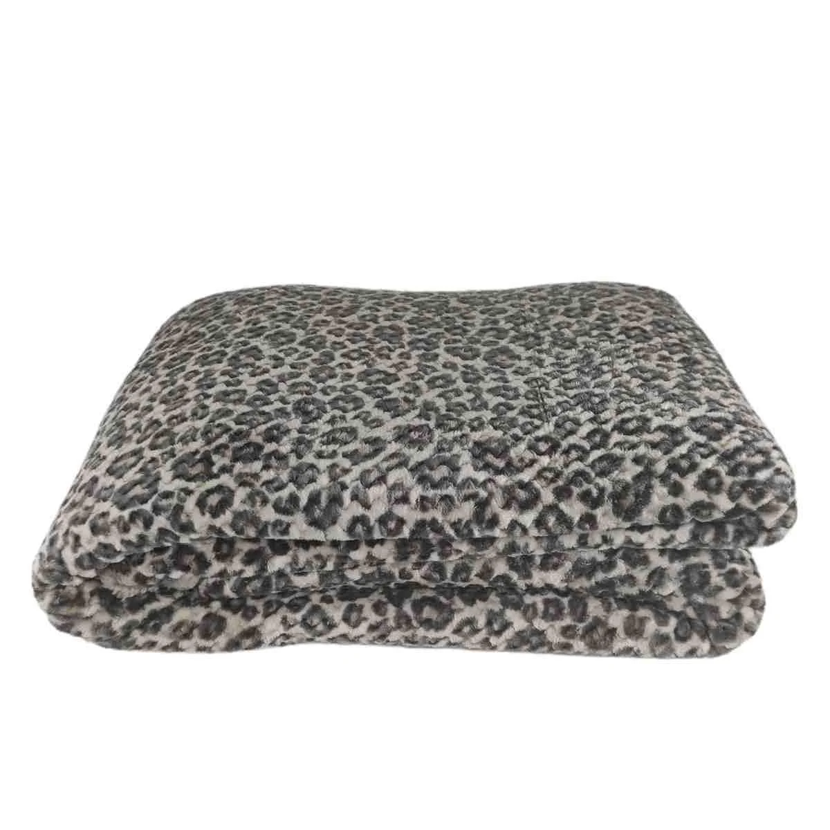 Coperta Plaid Leopard Marrone cm.130x160
