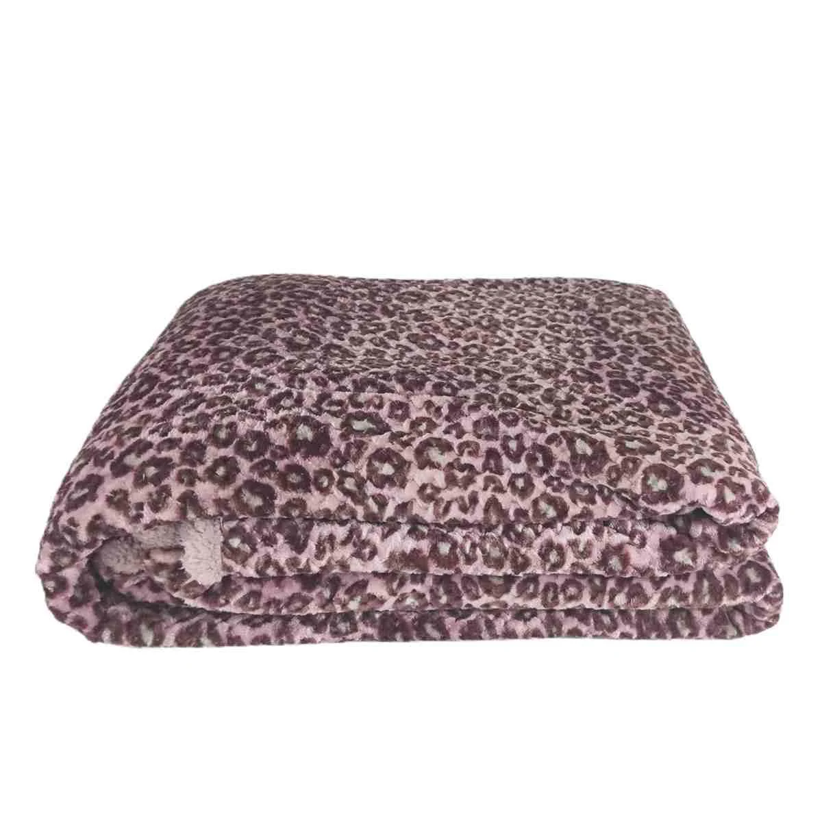Coperta Plaid Leopard Rosa cm.130x160