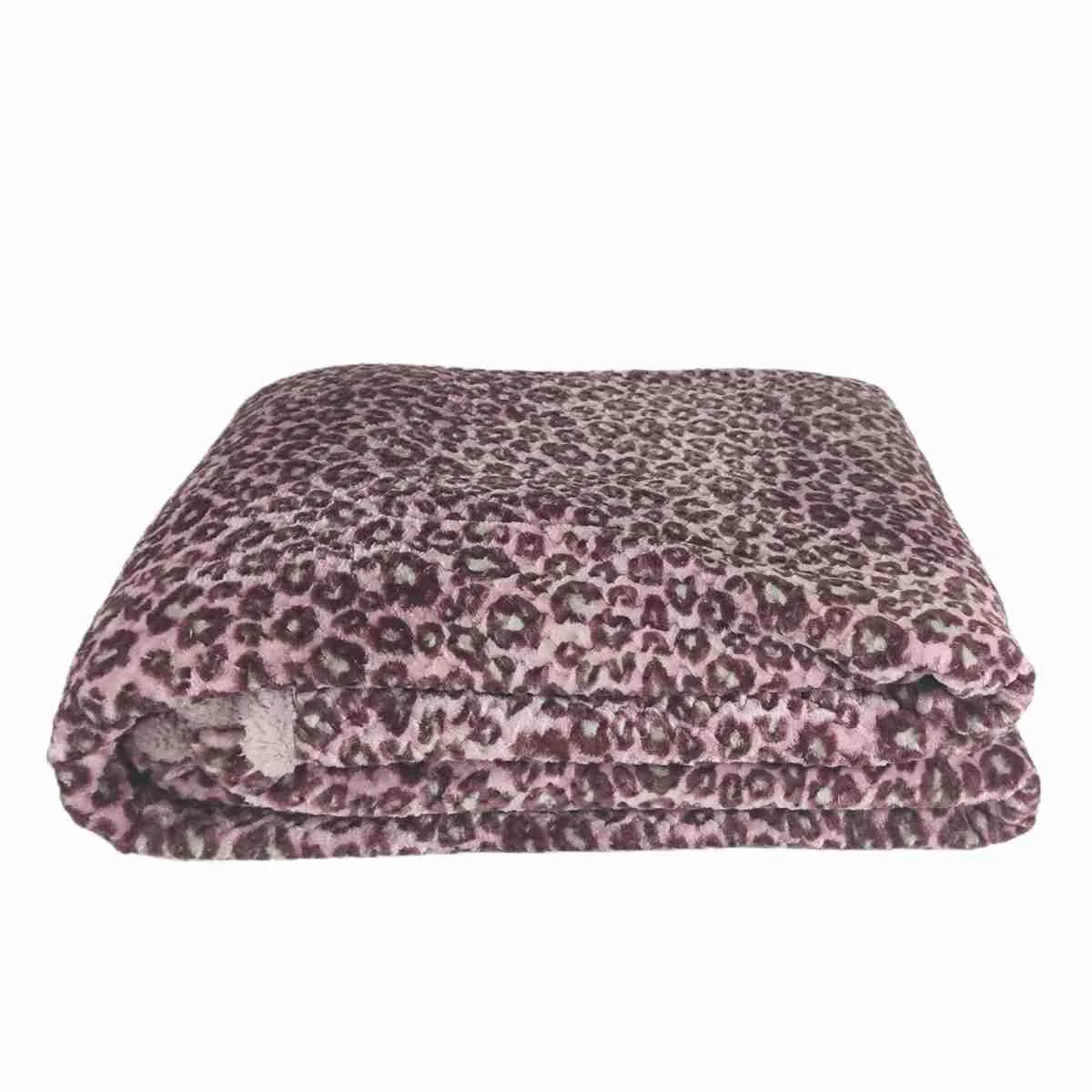 Coperta Plaid Leopard Rosa cm.200x220