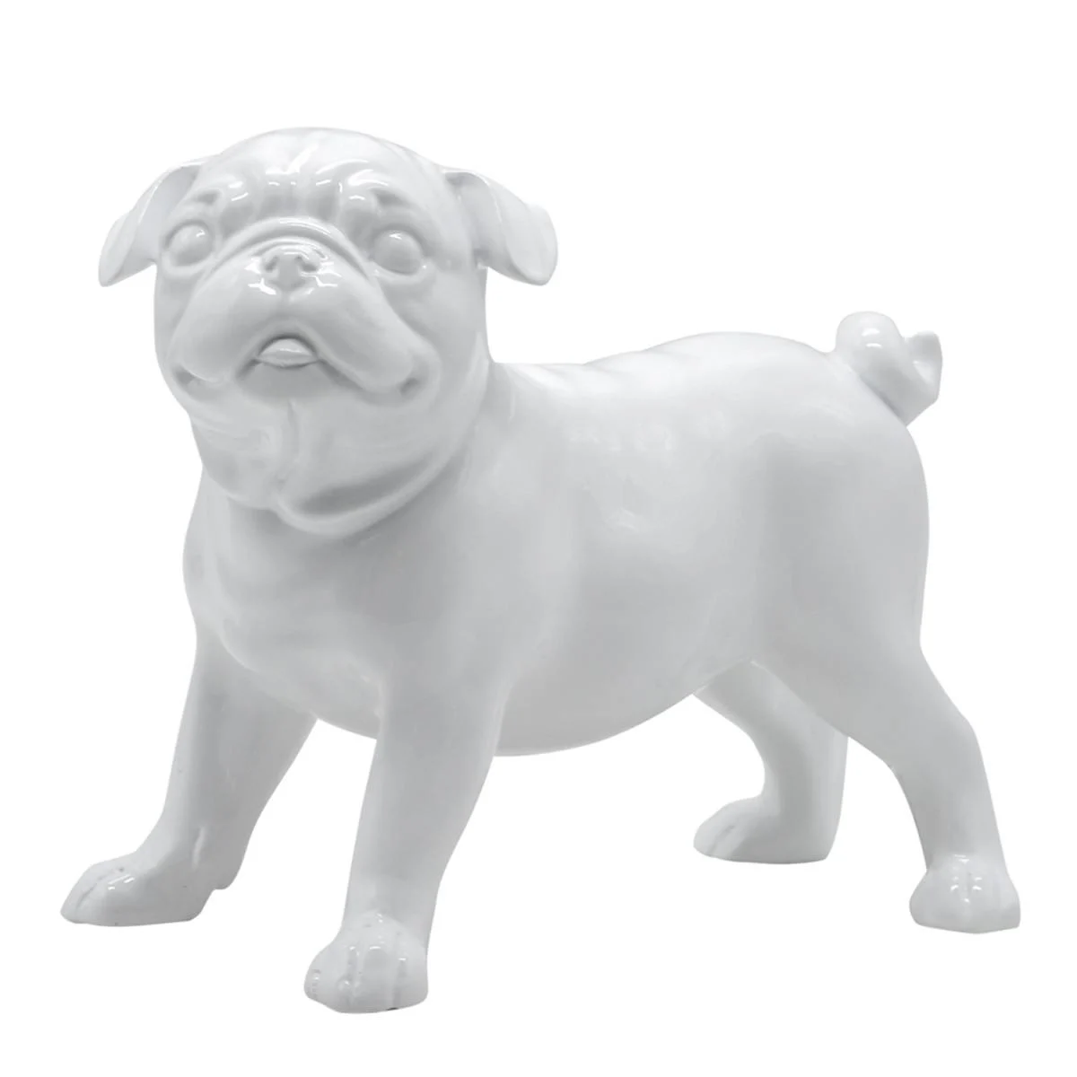 Decorazione Natalizia Resina White Dog cm.23x12x17
