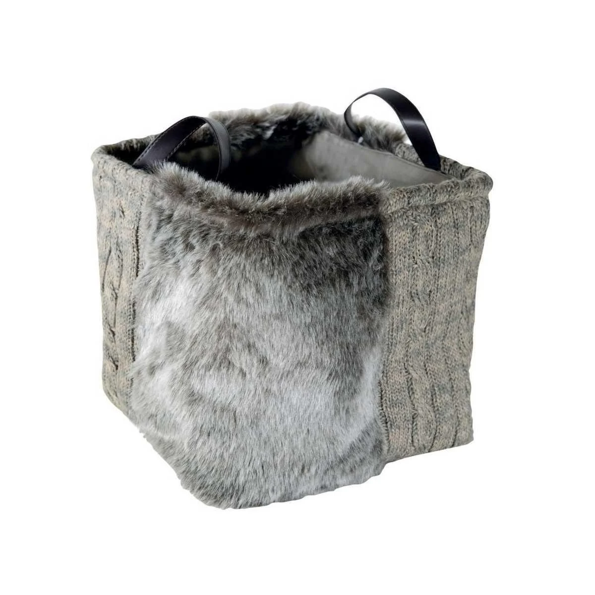Cesto Maglia Grigio Pelliccia cm.26x26