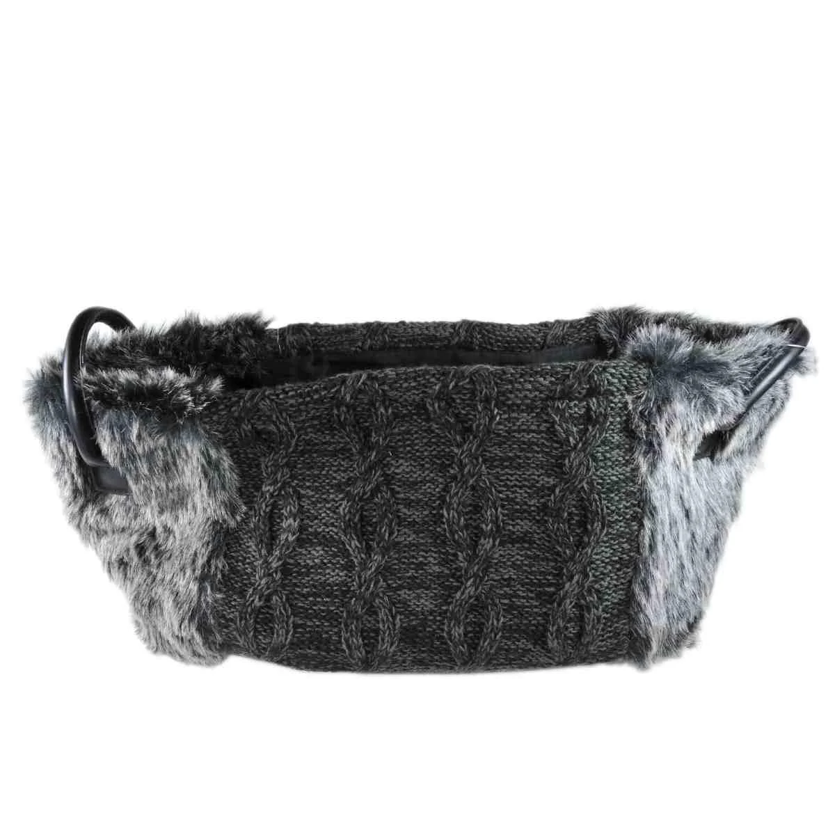 Cesto Maglia Nero Pelliccia 37x27x20