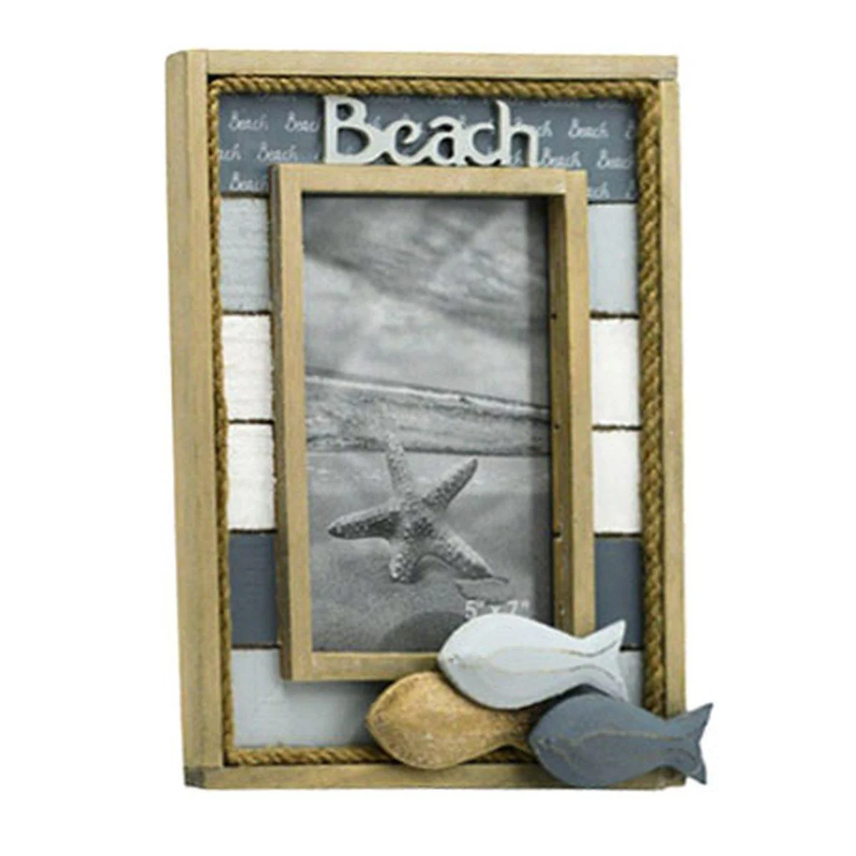 Cornice Legno Mare con Pesci cm.13x18