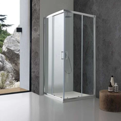 Box Doccia Quadrato Giada 90X90 Con Cristallo Trasparente