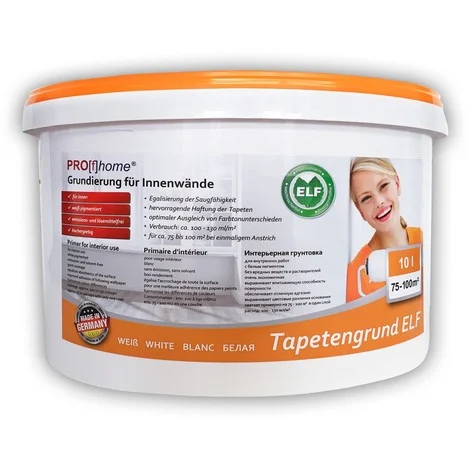 Primer speciale PROFHOME imprimitura per interni per carta da parati e TNT colore bianco 10 l max. 100 m2
