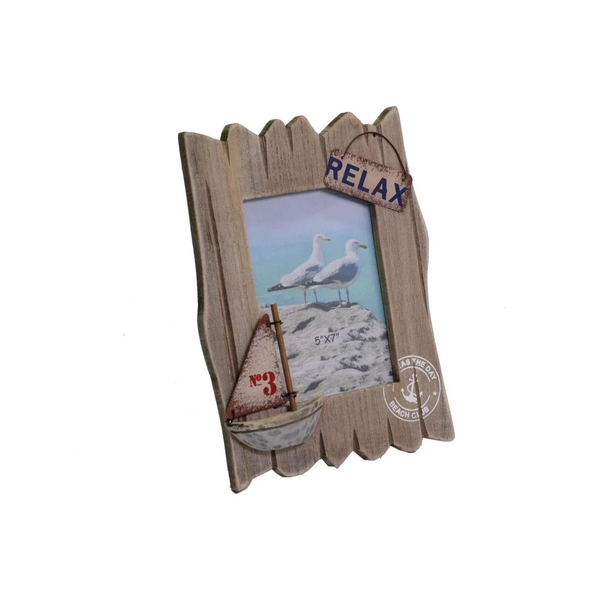 Cornice Legno Mare con Barca cm.13x18