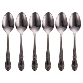Set 6 cucchiai in acciaio inox, nero lucido, Wonderland