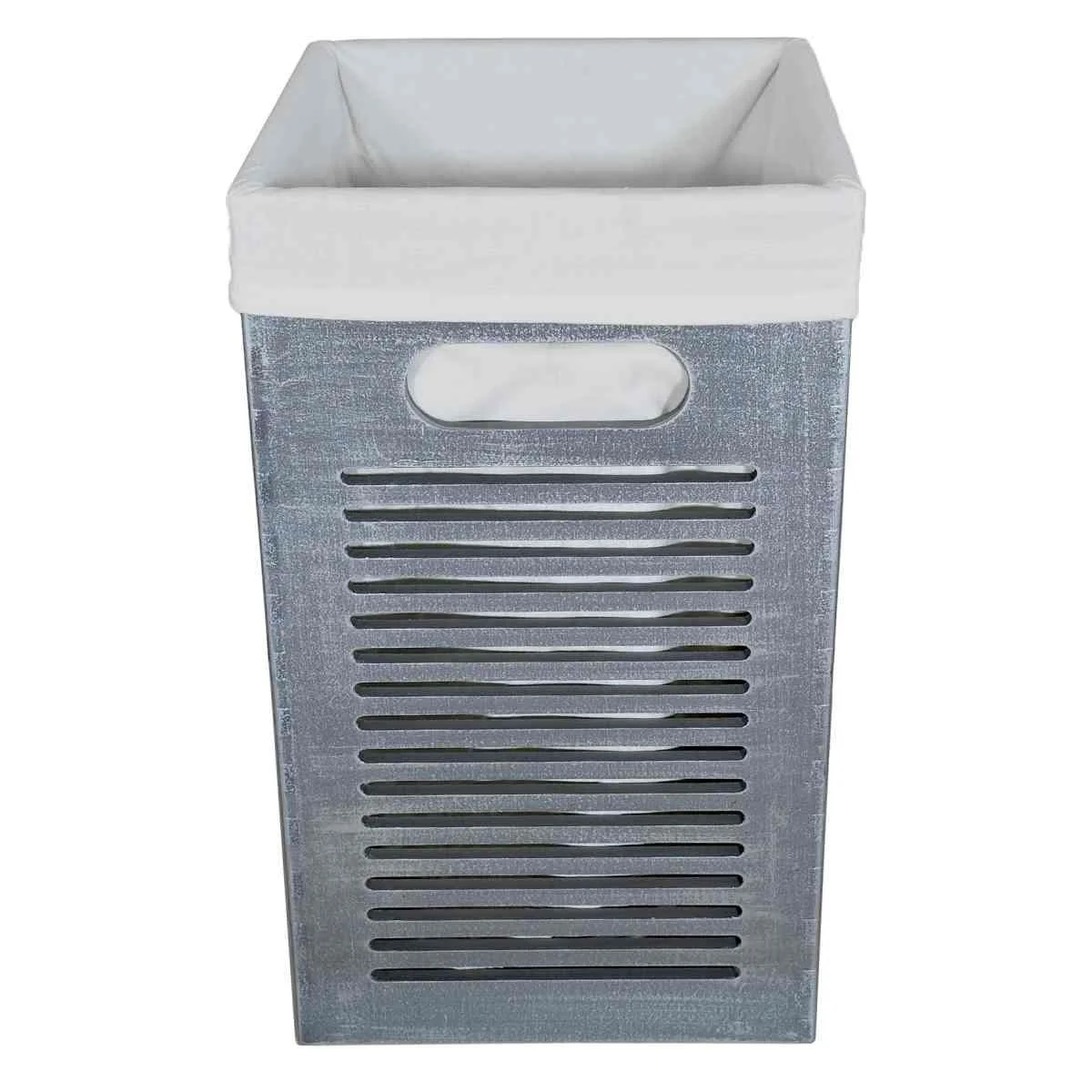 Cesto Legno Quadrato Grigio cm.26x26x45