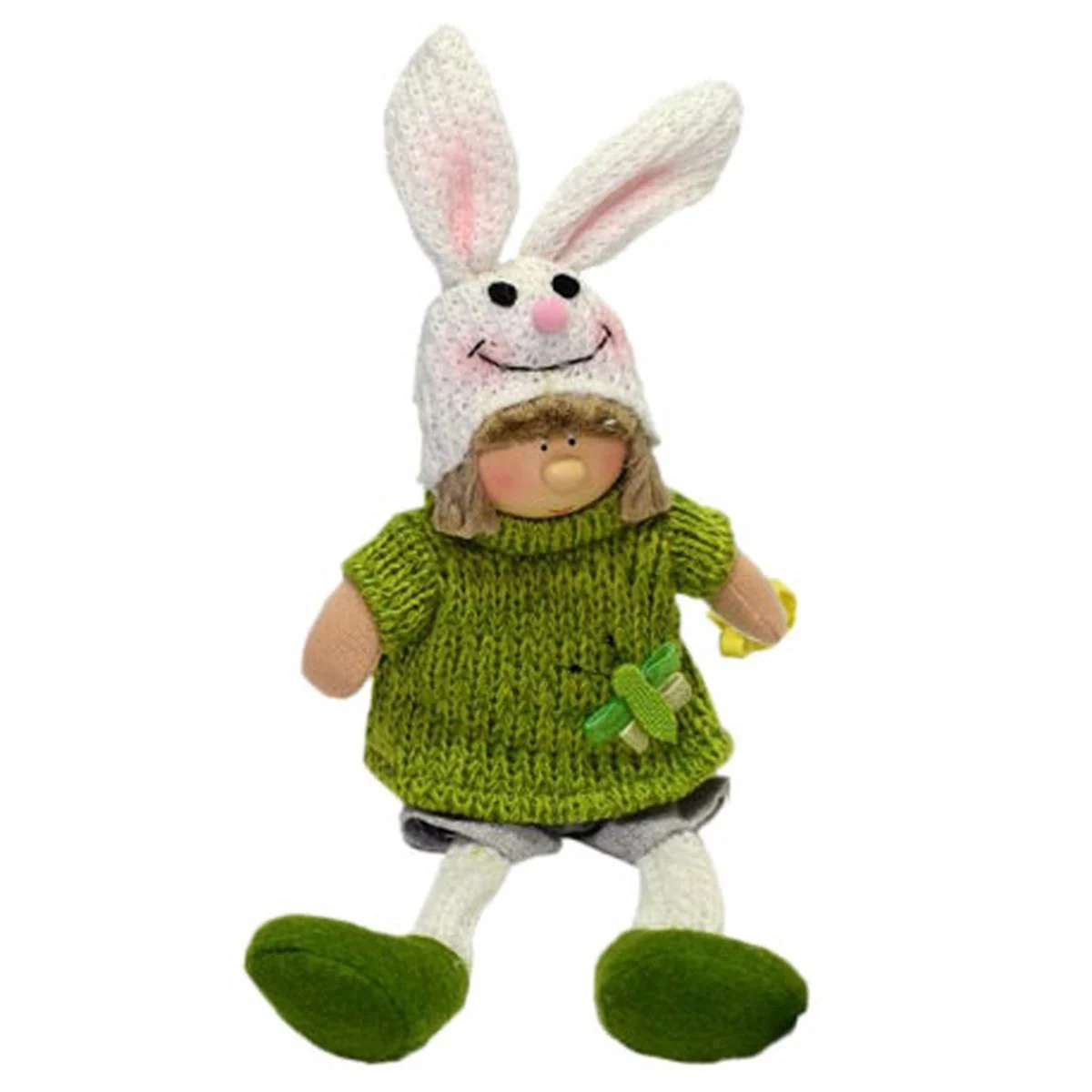 Bambina Verde con Cappello Coniglio