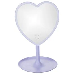 Specchio make-up cuore, con led, touch, lilla, Vanity