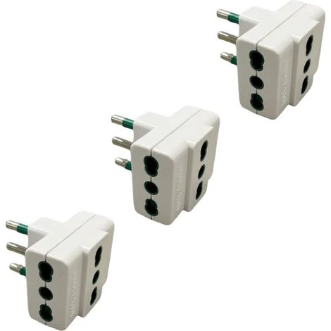 gloca Set 3 Adattatori 3 Prese 10/16A Con Spina 16A Colore Bianco Standard Italiano