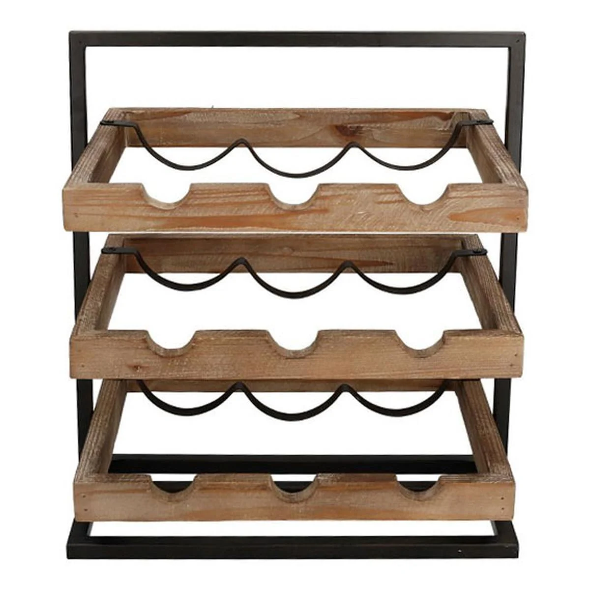 Portabottiglie Legno Metallo 9 Posti cm.37x26x45