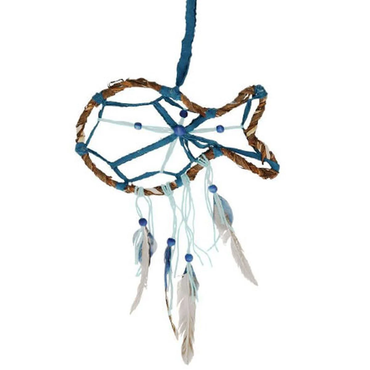 Acchiappasogni Pesce Rattan Blu cm.26