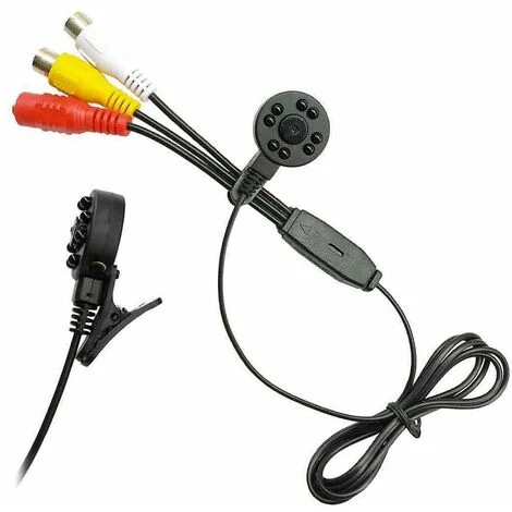 Mini telecamera HD RCA clip 8 LED infrarossi microfono audio video CCTV 1500TVL