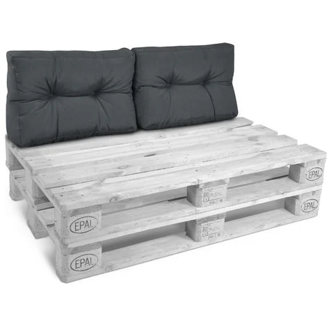 Beautissu Set da 2 Cuscini per spalliera di divanetti con Pallet o bancali - Style	Grigio grafite, 60x40x20 cm