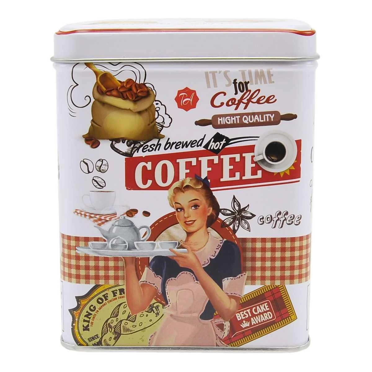 Scatola Metallo Vintage Coffe Quadra 10x10x13