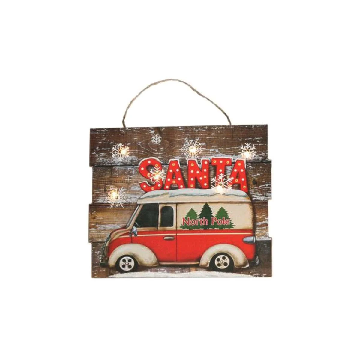 Targa Quadro Legno con Led Furgoncino cm.24x20
