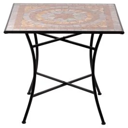 Tavolo quadrato da esterno 83x83x75 cm in ferro e ceramica, Cipro Esté