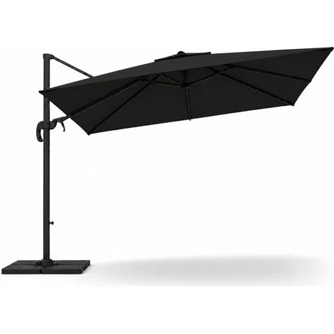 Ombrellone 3x3 M Braccio Giardino Retrattile Per Esterni Piscina Gazebo Terrazze Bar Hotel In Acciaio Inossidabile Braccio Rotabile 360° Telo 180 G/M2 Impermeabile Resistente Ai Raggi UV Nero
