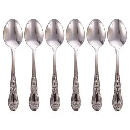 Set 6 cucchiaini in acciaio inox, silver lucido, Wonderland