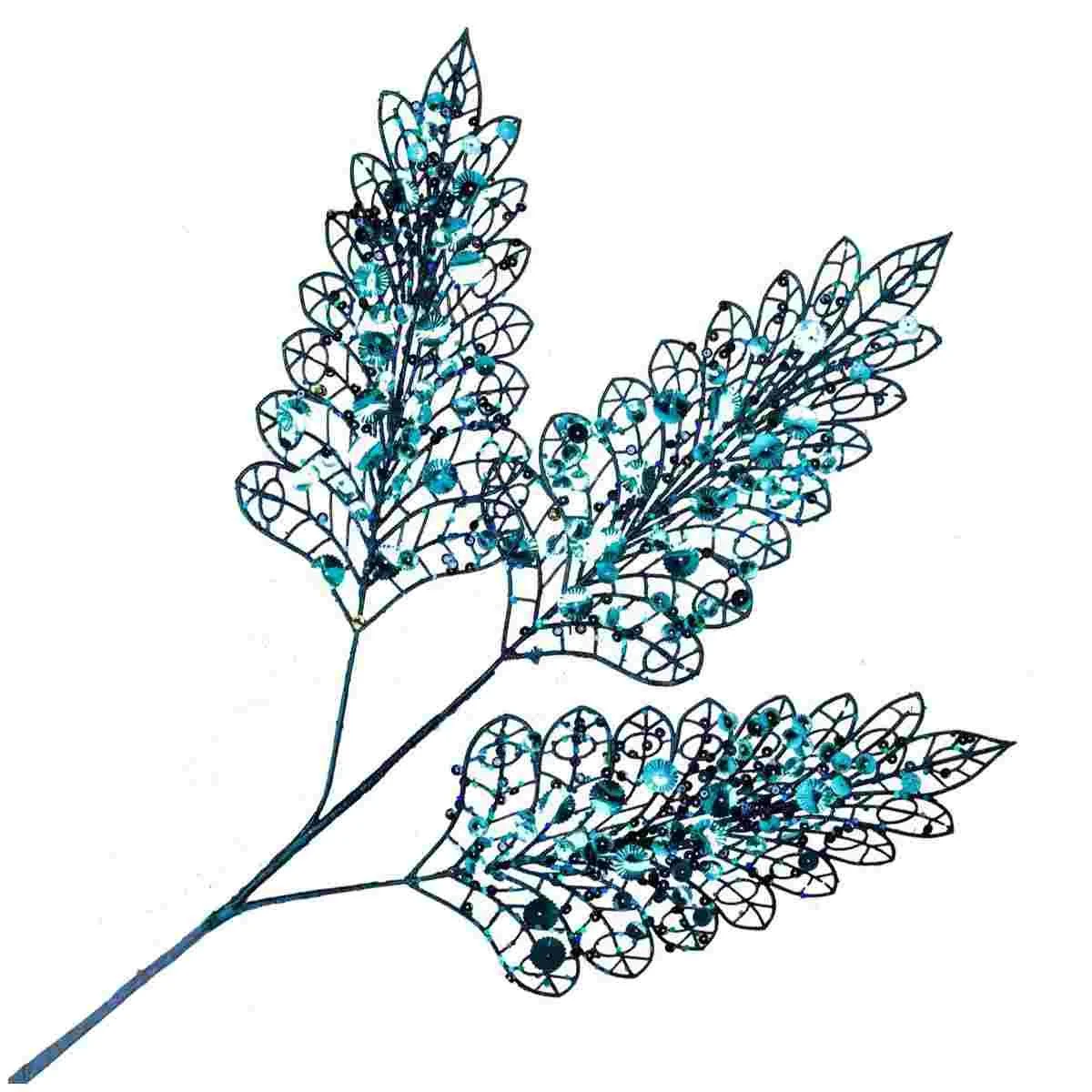 Fiore Rametto Blu con Paillettes cm.78