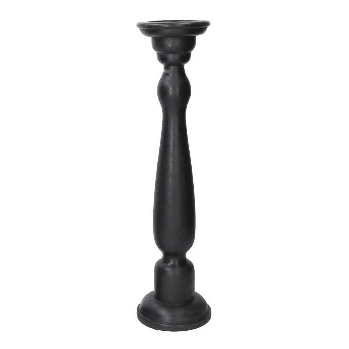 Portacandela Legno 1 Posto Nero cm.12xh49