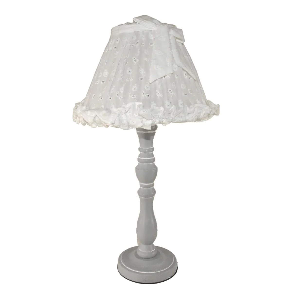 Lampada da Tavolo Resina Grigia con Cappello Bianco cm.h48