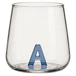 Bicchiere 420 ml in vetro borosilicato, lettera A interna in 3D, Monogram