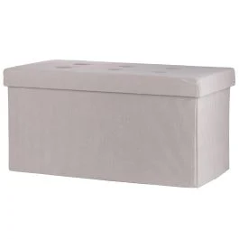 Panca contenitore multiuso effetto velluto a coste, beige, Sibilla
