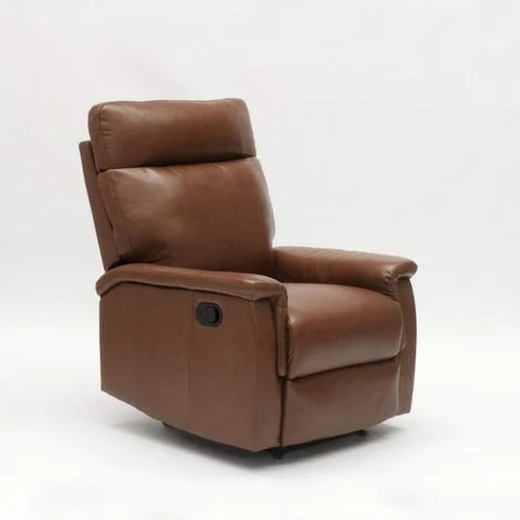 Poltrona Relax Reclinabile con Poggiapiedi in Similpelle Design Aurora - Marrone
