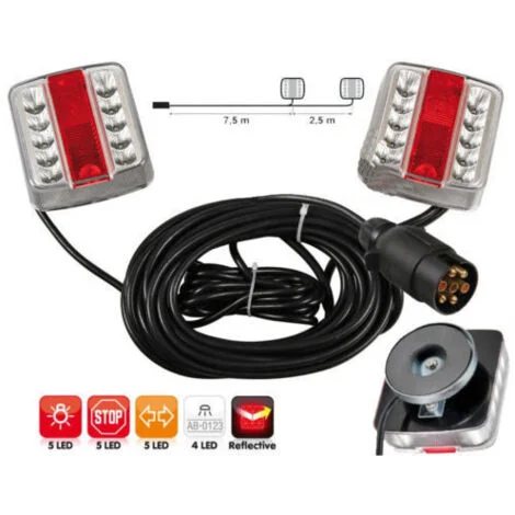 KIT FANALI POSTERIORE MAGNETICO A LED TRATTORE RIMORCHI CARRELLI 12 V 28849