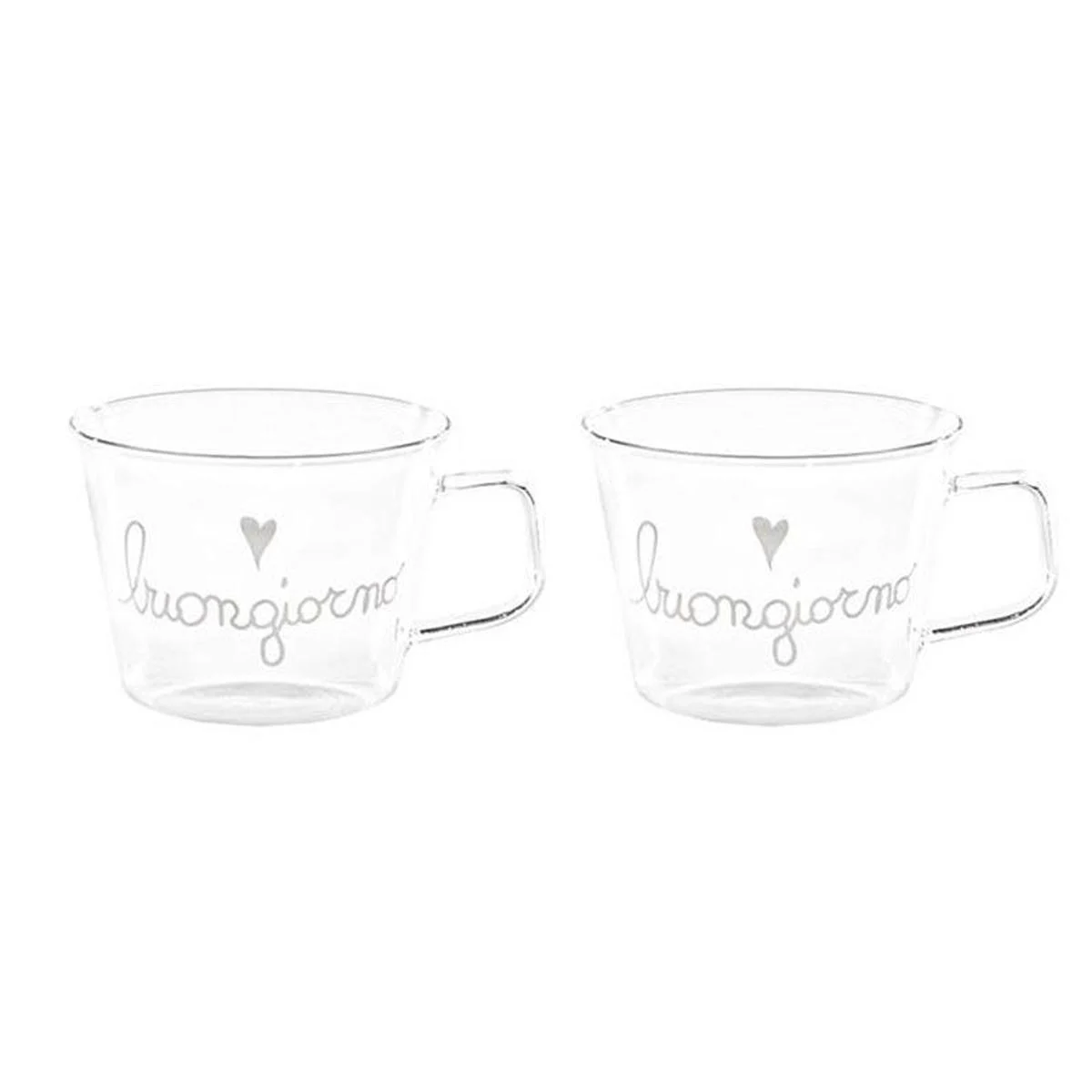Tazza Natalizia Vetro Simple Day Buongiorno con Manico pz.2